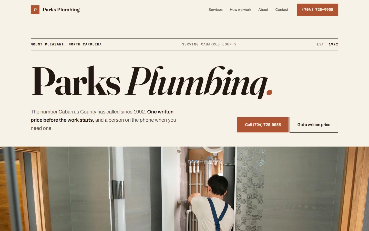 Screenshot of Parks Plumbing